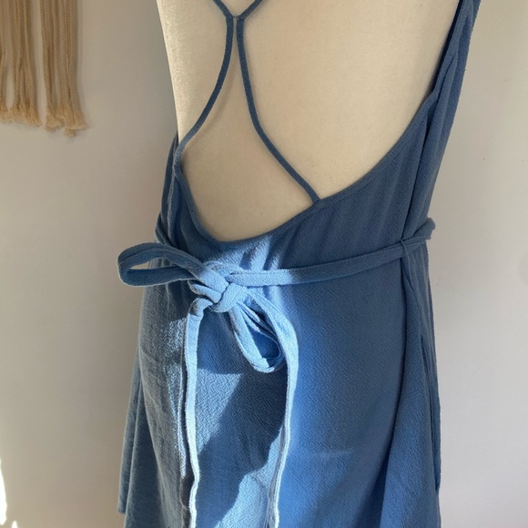 Free people Blue Mini Dress with belt tie bohemian - Picture 9 of 15